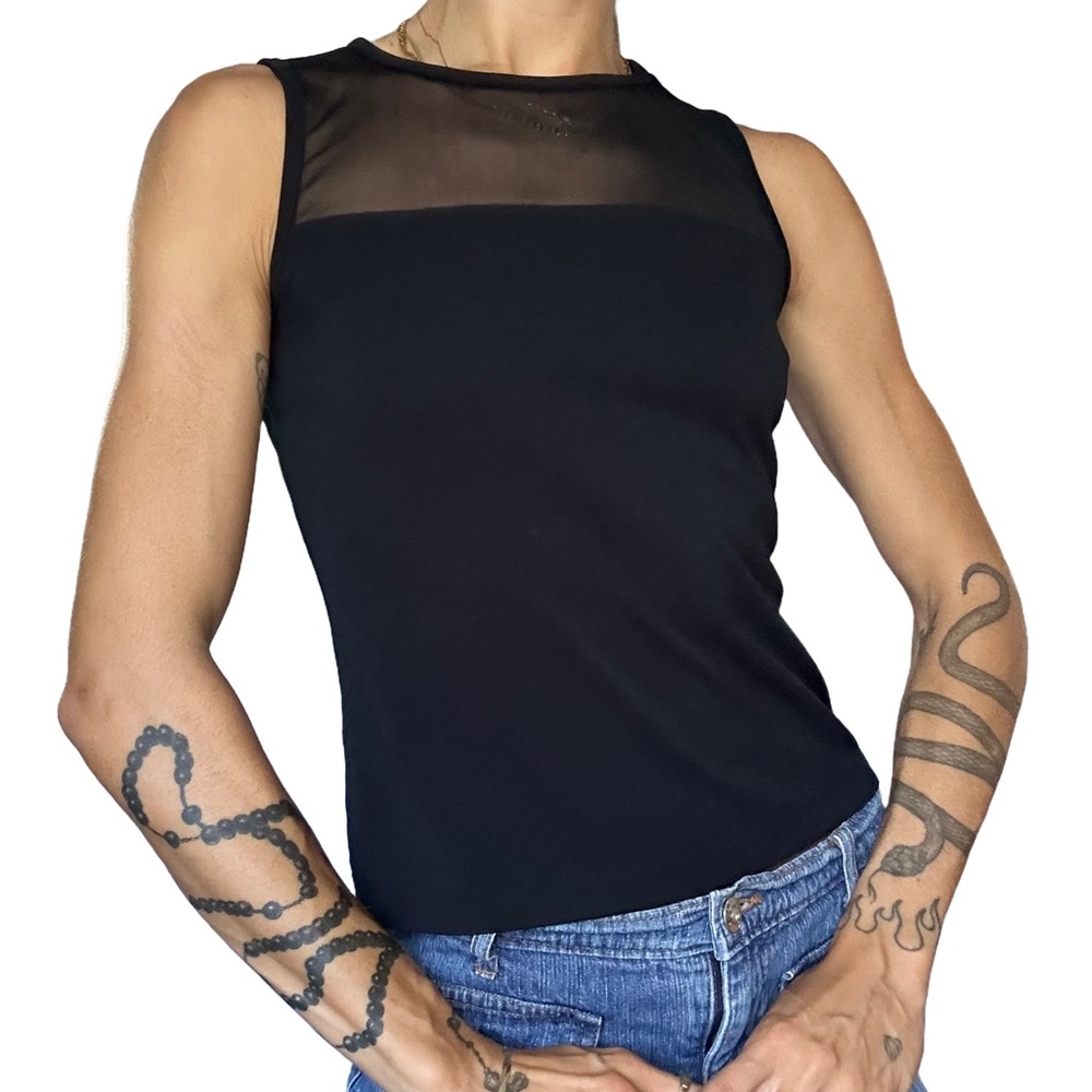 Express Sheer Neckline Blouse